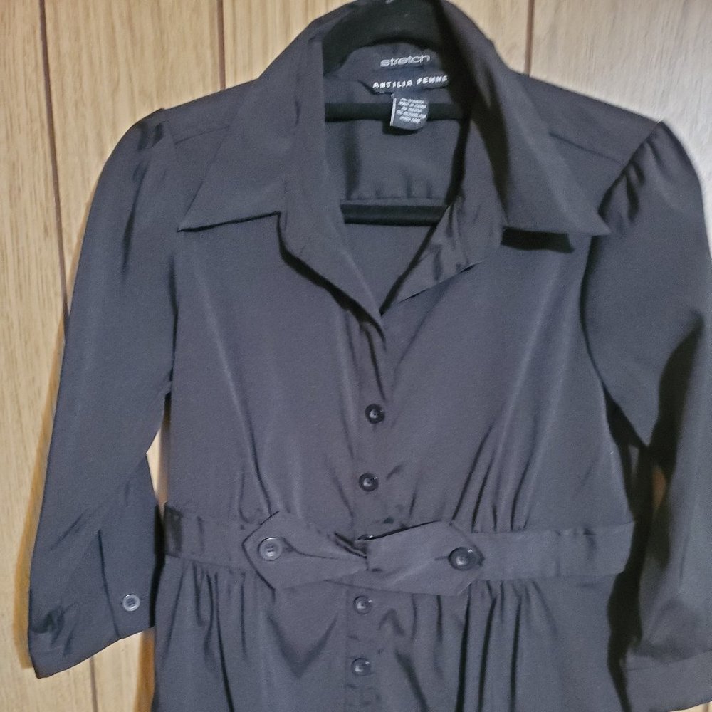 ANTILIA FEMME STRETCH JACKET TOP SIZE L DARK BROWN